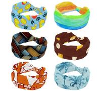 Paquete de 6 diademas para mujer, turbante ancho de acuarela arco iris, vendas antideslizantes para la cabeza, banda elástica para el sudor, yoga, entrenamiento, bandana suave