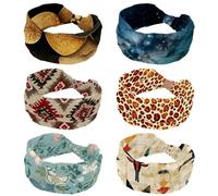 Paquete de 6 diademas para mujeres y niñas, diadema de moda del universo cielo estrellado, banda para el pelo trenzada, envoltura ancha para la cabeza, accesorios para el cabello