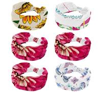 Paquete de 6 diademas para mujeres y niñas, dibujos animados de Hello Summer con flores de sandía, diadema ancha suave, vendas elásticas anudadas, diadema deportiva de moda para entrenamiento, yoga
