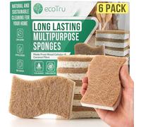 Paquete de 6 esponjas de cocina naturales, celulosa blanca compostable y esponja de coco orgánico para lavar platos, esponjas ecológicas, no tóxicas y biodegradables