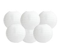 Paquete de 6 faroles redondos de papel para decoración de fiesta (todo blanco, 10 cm)