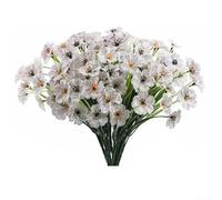 Paquete de 6 flores artificiales violetas para decoración del hogar y eventos, construcción con pétalos de tela y tallos de plástico para un aspecto consistente (blanco)