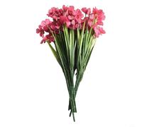 Paquete de 6 flores violetas artificiales para decoración del hogar y eventos, construcción con pétalos de tela y tallos de plástico para un aspecto consistente (rojo rosa)