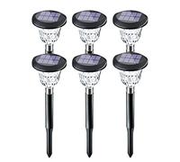 Paquete de 6 focos LED solares para exteriores, luces blancas cálidas y coloridas, recarga solar automática, IP65, impermeable, perfecto para decoración de balcón y jardín