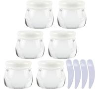 Paquete de 6, frascos de cosméticos de plástico de 10 ml de Color Rosa vacío, Recipiente for bálsamo Labial, loción, Recipiente de Almacenamiento, Crema Facial, Botella de Viaje + 4 espátulas(Clear)