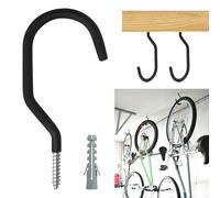 Paquete de 6 ganchos de bicicleta para pared de garaje, ganchos de bicicleta resistentes para colgar, montaje en pared para almacenamiento de bicicletas para techos, ganchos de techo grandes sin