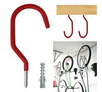 Paquete de 6 ganchos de bicicleta para pared de garaje, ganchos de bicicleta resistentes para colgar, montaje en pared para almacenamiento de bicicletas para techos, ganchos de techo grandes sin