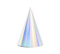 Paquete de 6 Gorros Foil en Forma de Cono con Efecto Iridiscente y Opalescente