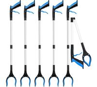 Paquete de 6 herramientas de agarre de 32 pulgadas, cabezal giratorio de 360°, mandíbula ancha, herramienta de recogida plegable, rotación antideslizante, agarre de apertura de garra de 4 pulgadas de