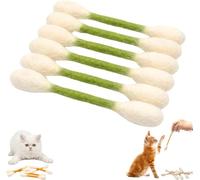 Paquete de 6 hisopos de algodón con hierba gatera, palitos masticables gigantes para jugar en interiores, dentición dental duradera para gatos