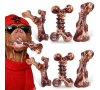 Paquete de 6 juguetes masticables de nailon resistente para perros medianos y grandes, sabor a tocino, nailon puro para masticadores agresivos, reduce el aburrimiento, formas variadas para un