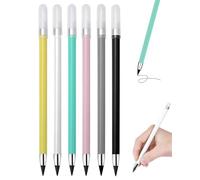 Paquete de 6 lápices eternos sin tinta con goma de borrar, no necesitan afilarse, reutilizables para escribir y dibujar