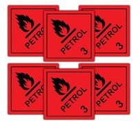 Paquete de 6 letreros adhesivos de vinilo inflamables de gasolina, etiquetas de sustancias peligrosas, 100 mm x 100 mm, calcomanías de vinilo autoadhesivas