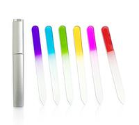 Paquete de 6 limas de uñas de vidrio con estuche, lima de uñas de cristal profesional, lima de uñas de vidrio de doble cara para uñas naturales