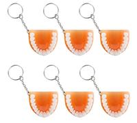 Paquete de 6 llaveros de dientes de resina, 1.8 x 1.5 pulgadas, diseño de prótesis colgante, regalos novedosos, suministros de oficina divertidos, regalos profesionales, herramientas educativas de