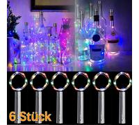 Paquete de 6 luces LED de 1,5 m para botellas de vino con forma de corcho, luces para botellas, guirnaldas de luces, luces para botellas con