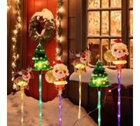 Paquete de 6 luces navideñas móviles, luces navideñas decorativas para exteriores, luz de camino para árbol de Navidad, 600 mAh con energía solar a prueba de agua, 8 modos de luces navideñas para d A