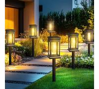 Paquete De 6 Luces Solares Para Jardín Exterior, Luces LED Tradicionales De Tungsteno Blanco Cálido De 3000K, Batería De 800 Mah, Impermeables IP65, Ideales Para Parterres,Camino, Césped, Regalo