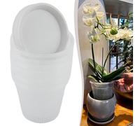 Paquete de 6 macetas transparentes para orquídeas con platillos a juego que ofrecen un drenaje fiable y flujo de aire para promover raíces fuertes y áreas de jardinería organizadas (4 cm)
