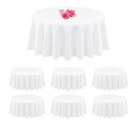 Paquete de 6 manteles redondos de poliéster blanco de 90 pulgadas, resistentes a las manchas y a las arrugas, lavables, para bodas, fiestas, banquetes, mesa de bufé, vacaciones, mesas de comedor