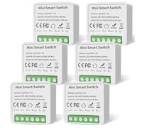 Paquete de 6 módulos de interruptor de luz inteligente de 1 vía, compatible con Smart Life, mini módulos DIY, interruptor inteligente, interruptor WiFi, interruptor inteligente compatible con Tuya