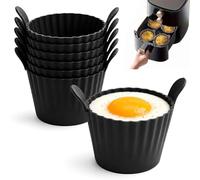 Paquete De 6 Moldes for Freidora De Aire, Tazas De Silicona Duraderas for Desayunos, Huevos Escalfados, Muffins Y Cupcakes, Aptos for Horno Y Lavavajillas(Gray)