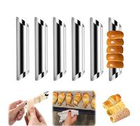 Paquete de 6 moldes grandes de cuerno de crema de 4.92 pulgadas, antiadherentes, moldes de pastelería, croissant, para hornear croissants cuentas, croissant de chocolate, rollos de brioche, helado y