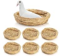 Paquete de 6 nidos de paja tejida para pájaros, nido de desove de base plana de 8 pulgadas, cama de cría de animales pequeños, accesorios para jaula de casa para paloma, paloma, loro, cuco, conejos,