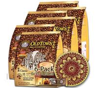 Paquete de 6 Old Town White Coffee 3 en 1 Asian Instant Coffee Lover Malasia Coffee con un posavasos de corcho ecológico OLDTOWNZ Oldtown White Coffee Lover paquete, café Old Town 90 paquetes
