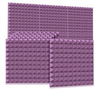 Paquete de 6 paneles acústicos espuma for estudio, tratamiento absorción sonido insonorizado, aislamiento ruido, elimina ecos, 50x50x5cm, paquete Para Coche, Estudio y Hogar(Purple)