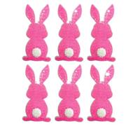 Paquete de 6 parches termoadhesivos de Pascua, diseño de conejo brillante y bonito conejo bordado para ropa, sombreros, jeans y mochilas, color rosa