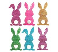 Paquete de 6 parches termoadhesivos de Pascua, diseño de conejo brillante y bonito conejo bordado para ropa, sombreros, jeans y mochilas, multicolor