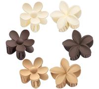 Paquete de 6 pinzas de pelo de flores para mujeres y niñas, pinzas de garra preparada, clips de plumeria hawaiana para cabello fino, pinzas grandes y lindas para cabello grueso