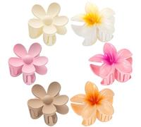 Paquete de 6 pinzas para el pelo de flores para mujer, pinzas de garra preparada, pinzas de flores hawaianas de plumeria para cabello fino, pinzas grandes y lindas para cabello grueso, regalos para