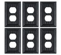 Paquete de 6 placas clásicas dúplex para enchufes, placas decorativas irrompibles de policarbonato y cubiertas de tomacorriente, placas de pared negras mate para tomas eléctricas, 1 cubierta de