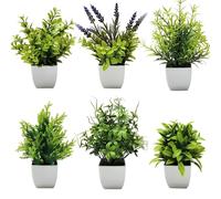 Paquete de 6 plantas falsas pequeñas, plantas artificiales en macetas para la decoración del hogar, , , el baño, el dormitorio, decoraciones centrales para interiores