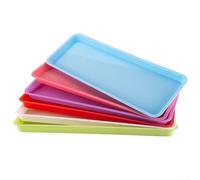 Paquete de 6 platillos rectangulares de plástico para macetas de interior y exterior, bandejas de goteo de 45 x 16,5 x 2,5 cm, material de polipropileno, bandejas de drenaje de captura de agua para