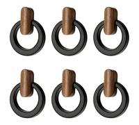Paquete de 6 pomos redondos de metal para cajones, tiradores modernos de madera de nogal, manijas minimalistas de puerta de armario para muebles de cocina y dormitorio, distancia entre agujeros de 16