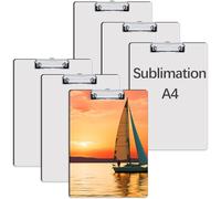 Paquete de 6 portapapeles de sublimación en blanco de MDF a granel tamaño carta A4 tamaño carta 8.8 x 12.4 pulgadas, sublimación en blanco para profesores, productos de oficina, manualidades hechas a