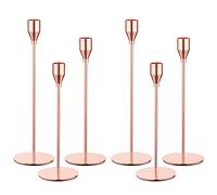 Paquete de 6 portavelas, portavelas de Metal Alto para Velas cónicas, se Adapta a Velas de 3/4 Pulgadas de Grosor para Boda, Sala de Estar, decoración de Comedor (Oro Rosa)