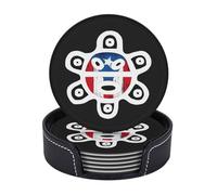 Paquete de 6 Posavasos de Piel Antideslizantes e Impermeables con diseño de los Tainos de Puerto Rico para Bebidas, Ideales para mesas de Madera, mesas de Centro, comedores, Bares, Fiestas y como r