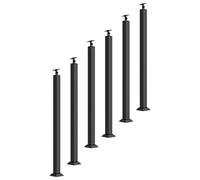 Paquete de 6 Postes de Balaustre Negros con Soporte Plano y Ajustable de Ángulo de 270°,Pasamanos de Metal,Barandilla de Entrada Cuadrados para Terraza Balcón(Size:100cm/39.4in,Color:Montaje frontal)