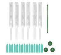 Paquete de 6 postes de musgo apilables de 15.6 pulgadas con lazos de jardín y etiquetas para plantas, estacas de soporte de plástico blanco para plantas trepadoras pequeñas a medianas como Pothos