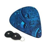 Paquete de 6 púas de guitarra, 3 notas musicales azules de diferentes grosores, púas de guitarra con bolsa organizadora, púas de guitarra eléctrica, púas para guitarras acústicas, púas de bajo (0.46