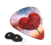 Paquete de 6 púas de guitarra, 3 púas de guitarra de árbol de corazón de diferentes grosores con bolsa organizadora, púas de guitarra eléctrica, púas para guitarras acústicas, púas de bajo (0.46 mm