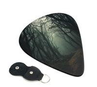 Paquete de 6 púas de guitarra, 3 púas de guitarra de bosque espeluznante de diferentes grosores con bolsa organizadora de almacenamiento para guitarras acústicas, púas de bajo (0.46 mm, 0.71 mm, 0.96