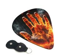Paquete de 6 púas de guitarra, 3 púas de guitarra de mano de fuego de diferentes grosores con bolsa organizadora de almacenamiento, púas de guitarra eléctrica, púas para guitarras acústicas, púas de