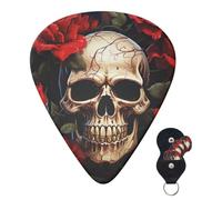 Paquete de 6 púas de guitarra, 3 púas de guitarra personalizadas de diferentes grosores, calavera, rosa y rojo, púas de guitarra eléctrica, bajo, 4 unidades de 0,46 mm, 4 unidades de 0,71 mm, 4