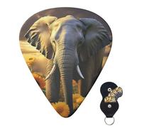 Paquete de 6 púas de guitarra, 3 púas de guitarra personalizadas de diferentes grosores, diseño de elefante con girasol, púas de guitarra eléctrica y bajo, 4 unidades de 0,46 mm, 4 unidades de 0,71 mm
