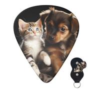 Paquete de 6 púas de guitarra, 3 púas de guitarra personalizadas de diferentes grosores, lindos gatos y perros tocando púas de guitarra eléctrica, bajo, 4 unidades de 0,46 mm, 4 piezas de 0,71 mm, 4